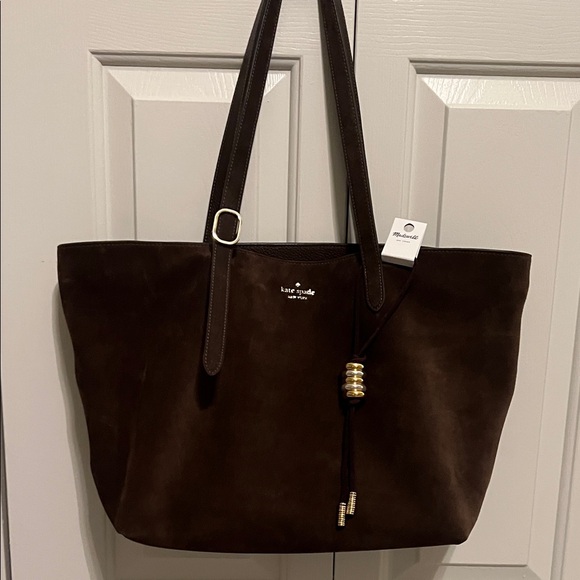 3 PCS. KATE SPADE 454 HOT FUDGE SUEDE TOTE, NWT MADEWELL BAG CORD & ORGANIZER - Picture 2 of 16